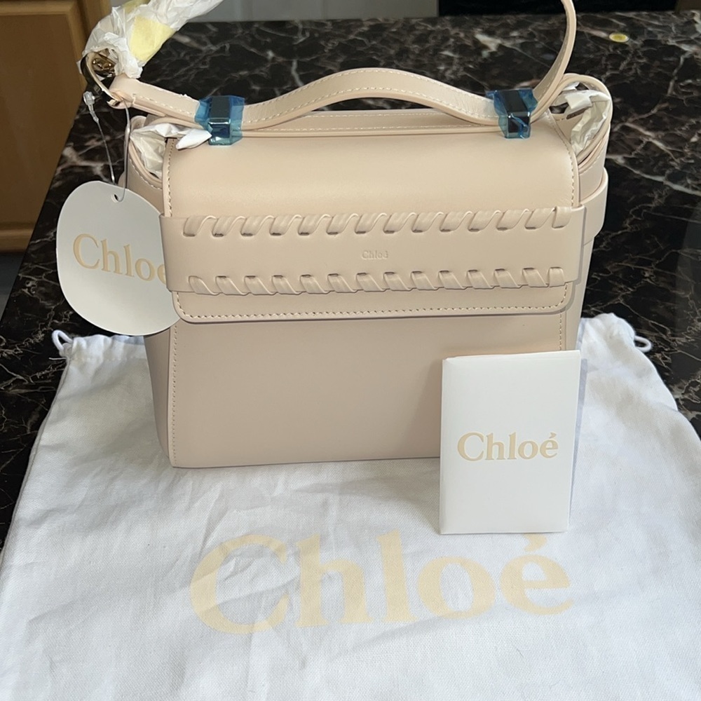 Chloé Nacha Small Top Handle Leather Bag in beige nude NWT - Picture 11 of 16